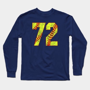 Fastpitch Softball Number 72 #72 Softball Shirt Jersey Uniform Favorite Player Biggest Fan Long Sleeve T-Shirt